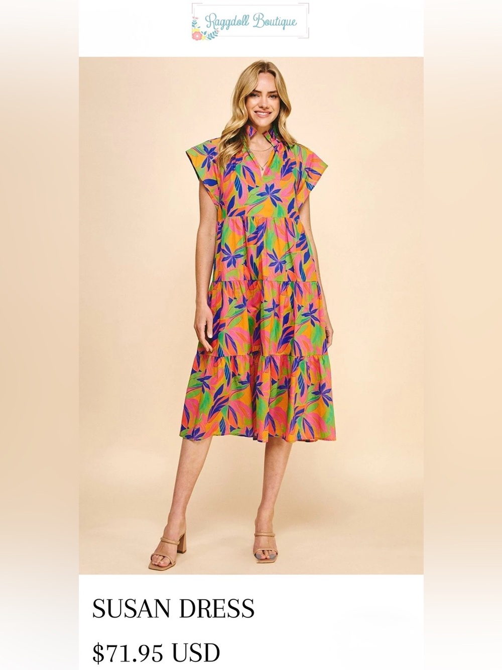 Pinch Multicolor Floral Tiered Midi Dress